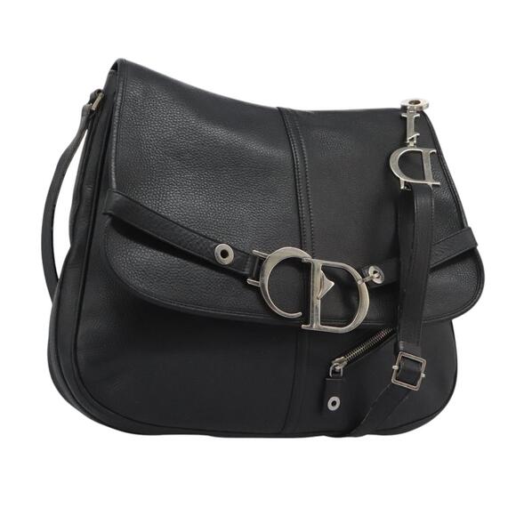 DIOR Shoulder Bag Leather Black Silver - Picture 1 of 14